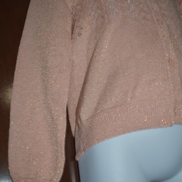 Little Girls Cardigan Sweater Pink  Size 3T Shimmer Ruffled - Picture 6 of 8